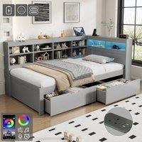 Matteo 3ft Single Daybed - LED, Storage, Charging Station - Grey