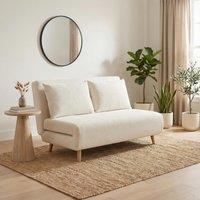 FurnitureboxUK Bobby Off-White Boucle Fabric Double Folding Sofa Bed