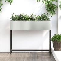 Berkfield Home Raised Garden Planter 100x26x82 cm Galvanised Steel in Silver | Size: 100 x 26 x 82 cm