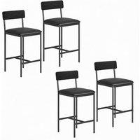 London Boutique Set of 4 Modern Counter Height Bar Stools Padded Kitchen Dining Chair in Black