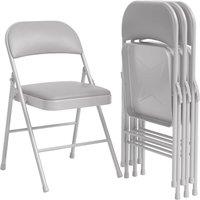 London Boutique Kitchen Folding Chairs Set of 8 Padded Foldable Dining Chair w/ Back in Grey