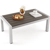 Costway Aluminum Outdoor Coffee Table Garden Modern Rectangular Cocktail Table in Grey
