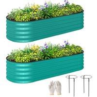 Kelvenix Set of 2 Raised Beds for Garden in Teal | Size: 100g