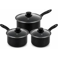 PAWNORA 6PCS Induction Non Stick Saucepan in Black