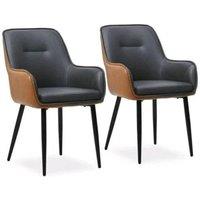 KORVIXA 2pcs Dark Grey Luxury Dining Chairs PU Leather | Size: 100 cm x 100 cm