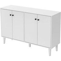KORVIXA White 4 Doors Sideboard Storage Wooden Cabinet | Size: 100 cm x 100 cm