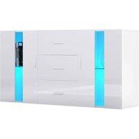 KORVIXA Wooden Sideboard Living Room TV Stand 2 Doors 3 Drawers in White | Size: 100 cm x 100 cm
