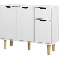 KORVIXA White Wood Sideboard Home Storage Cabinet | Size: 100 cm x 100 cm
