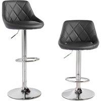 KORVIXA Black 2 x Barstools Mid-Back Oval PU Leather Seat | Size: 100 cm x 100 cm