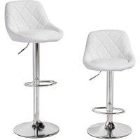 KORVIXA White 2 x Barstools Mid-Back Oval PU Leather Seat | Size: 100 cm x 100 cm