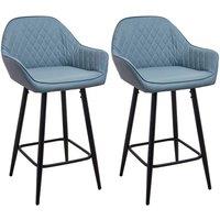 KORVIXA Blue Set of 2 Bar Stools PU Leather Seat Bar Chair | Size: 100 cm x 100 cm