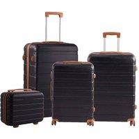 NESTLUNE 4Pcs Suitcase Set ABS Hard Shell Trolley Cabin 4 Wheels Light in Black | Size: 100 cm x 80 cm