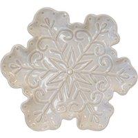 Four Candle Large Natural Ceramic Snowflake Plate 26cm