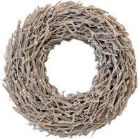 Four Candle Whitewashed Root Branch Wreath 45cm in White