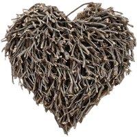 Four Candle Natural Tea Branch Heart Decoration 45cm in Brown