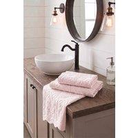 Allure Bath Fashions Gracie Floral Jacquard Scalloped Towels - 100% Cotton in Baby Pink