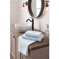 Allure Bath Fashions Gracie Floral Jacquard Scalloped Towels - 100% Cotton in Baby Blue