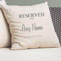 Aye Do Gifts Personalised Reserved for Any Name Script Cushion in Beige