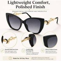 BluCore CatEye Sunglasses, Gradient UV400 Protection Shades Metal Temples in Black