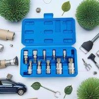 Kelvenix Multi Spline Bit 1/2"Socket Set 12 point triple square M4 to M18 Boxed in Blue