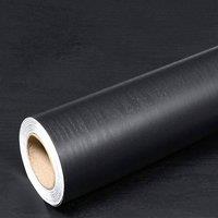 PAWNORA Black(60*500cm) Wood Effect Self Adhesive Wallpaper in Black
