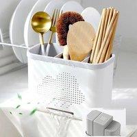 NESTLUNE Kitchen Utensil Cutlery Holder Storage Caddy in White