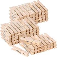 NESTLUNE 100 Wooden Clothes Pegs Washing Line Wood Peg in Beige | Size: 100 cm x 15 cm