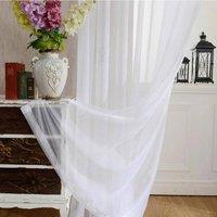 NESTLUNE Window Net Curtain Sheer Window Drapes Privacy in White | Size: 100 cm