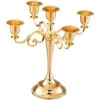 NESTLUNE Gold Vintage Candle Holder 5 Arm Metal Candelabra | Size: 100 cm x 15 cm