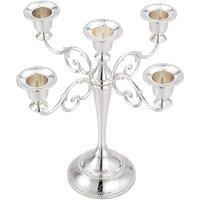 NESTLUNE Silver 5 Arm Candelabra Candle Holder Metal Wedding Dining Table | Size: 100 cm x 15 cm