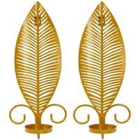 NESTLUNE Gold 2pcs Wall Mounted Candle Sconce Holders Decorative | Size: 100 cm x 15 cm
