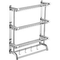 FORGEVIO 3 Tiers Towel Rail Holder Wall Mounted Bathroom in Silver | Size: 180 cm width x 180 cm drop