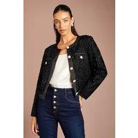 Coast Women's Textured Button Detail Jacket in Black | Size: 12