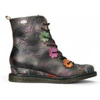 Laura Vita Women's Ercnaulto 212 Floral Gothic Victorian Leather Ankle Heeled Boots in Grey | Size: 6