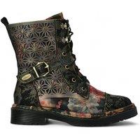 Laura Vita Women's Incaso 36 Floral Gothic Victorian Leather Ankle High Boots in Black | Size: 6
