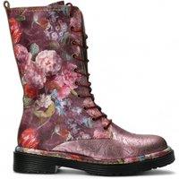 Laura Vita Women's Incaso-18 Floral Gothic Victorian Leather High Boots in Red | Size: 7