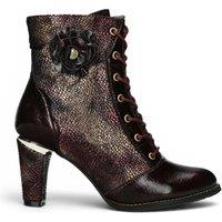 Infinity Leather Women's Leather Floral Heeled Lace-Up Boots - Laura Vita Alcbaneo 173 in Wine | Size: 5