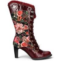 Infinity Leather Women's Gothic Victorian Leather Heeled High Boots - Laura Vita Alcbane-351 in Burgundy | Size: 6.5