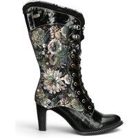 Infinity Leather Women's Gothic Victorian Leather Heeled High Boots - Laura Vita Alcbane-351 in Black | Size: 6.5