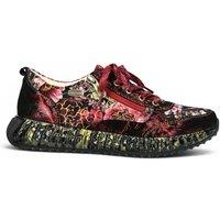 Infinity Leather Women's Goth Victorian Floral Leather Trainer Sneaker - Laura Vita Burton-43 in Wine | Size: 5