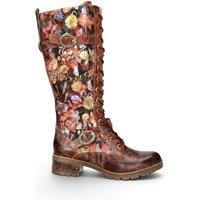 Infinity Leather Women's Victorian Leather High Lace-Up Long Boots - Laura Vita Cocrailo-82 in Maroon | Size: 6.5