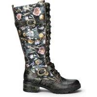 Infinity Leather Women's Victorian Leather High Lace-Up Long Boots - Laura Vita Cocrailo-82 in Black | Size: 5