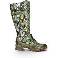 Infinity Leather Women's Victorian Leather High Lace-Up Long Boots - Laura Vita Cocrailo-82 in Green | Size: 6.5