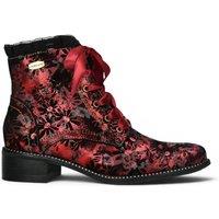 Infinity Leather Women's Floral Gothic Victorian Leather Heeled Boots - Laura Vita Emcmao-45 in Red | Size: 5