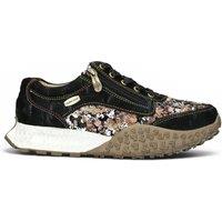 Infinity Leather Women's Floral Leather Trainer Sneaker Shoes - Laura Vita Evitao-03 in Black | Size: 5
