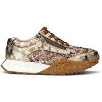 Infinity Leather Women's Floral Leather Trainer Sneaker Shoes - Laura Vita Evitao-03 in Gold | Size: 5