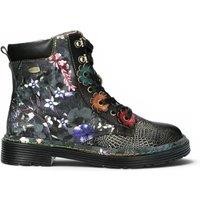 Infinity Leather Women's Gothic Victorian Floral Leather Lace-Up Boots - Laura Vita Incaso-39 in Black | Size: 5