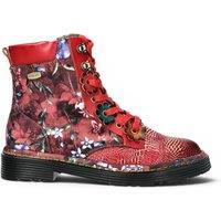 Infinity Leather Women's Gothic Victorian Floral Leather Lace-Up Boots - Laura Vita Incaso-39 in Red | Size: 6.5