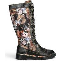 Infinity Leather Women's Gothic Victorian Leather High Lace-Up Boots - Laura Vita Incaso-50 in Black | Size: 6