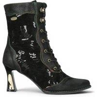 Infinity Leather Women's Gothic Victorian Leather Heeled Lace-Up Boots - Laura Vita Oanelo-03 in Black | Size: 6.5